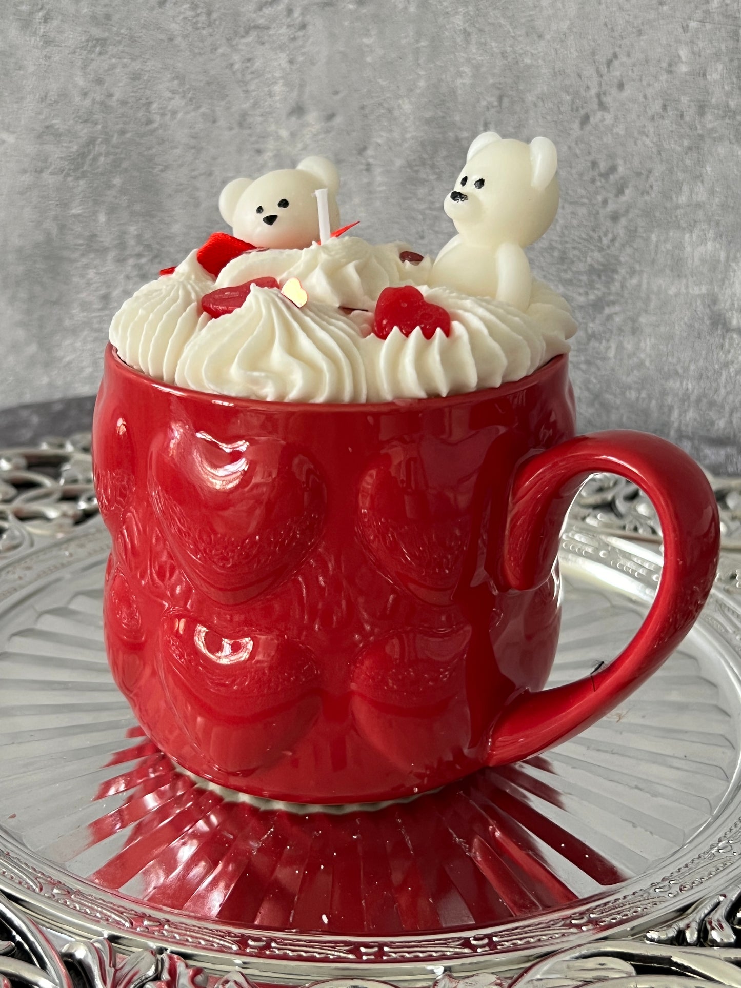 Teddy Heart Kerze in Tasse