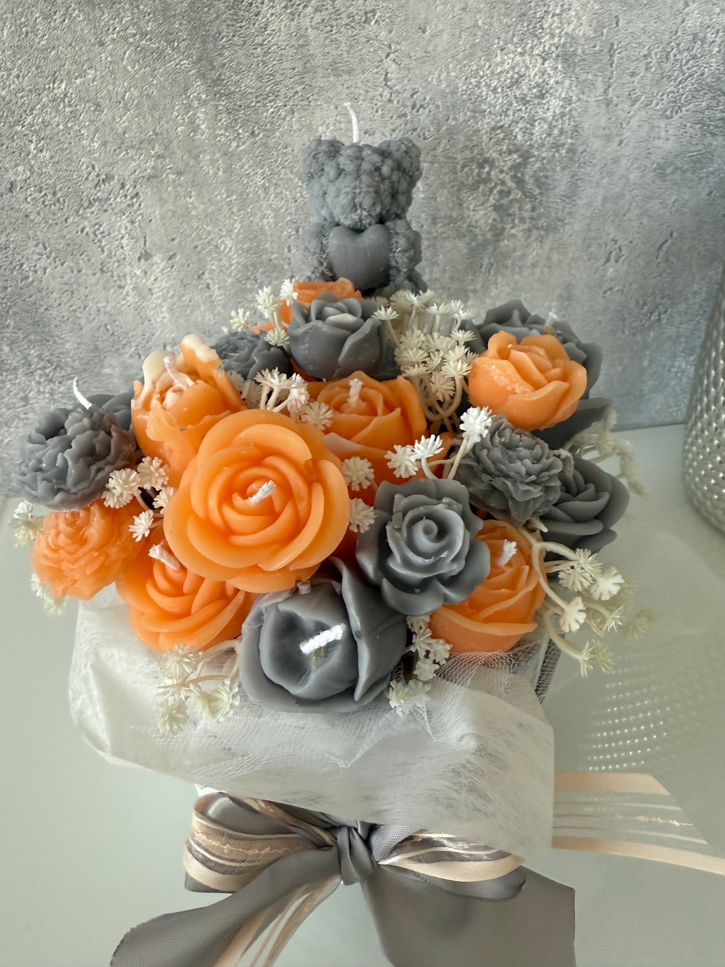 Blumen Bouquet Orange Grey