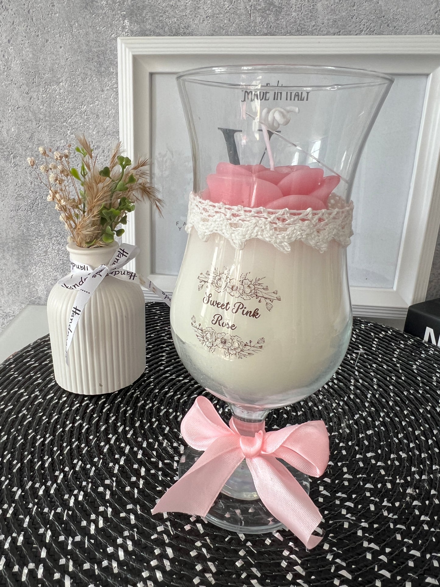 Kerzenglas groß mit Rose