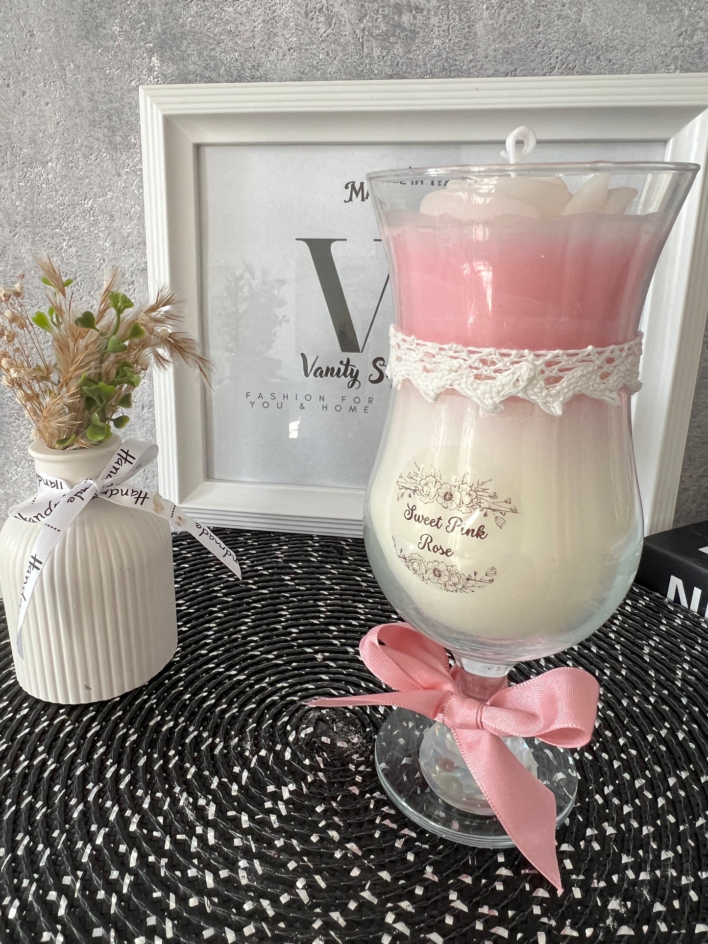 Kerzenglas groß mit Rose