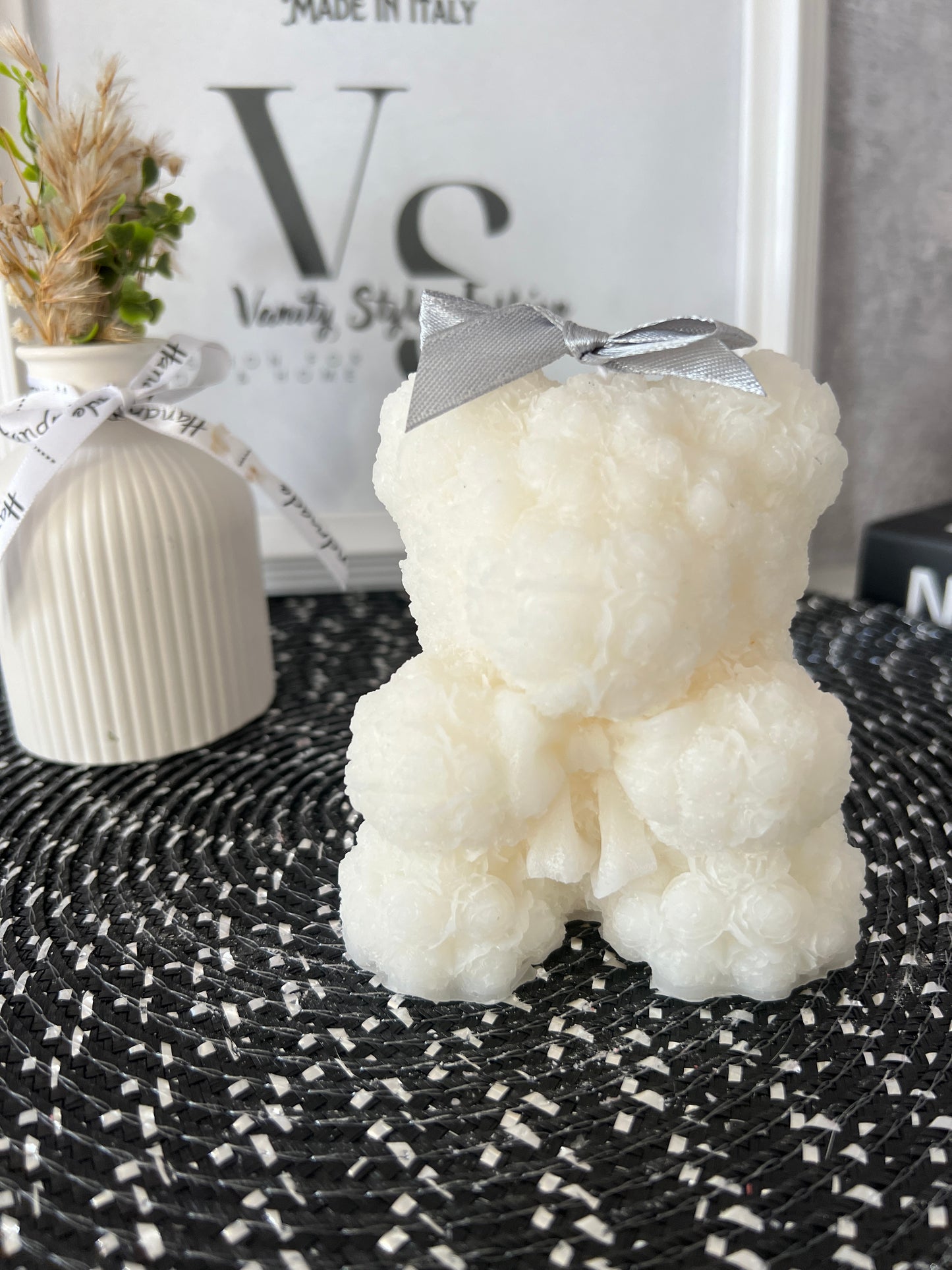 Rosenteddy Kerze groß
