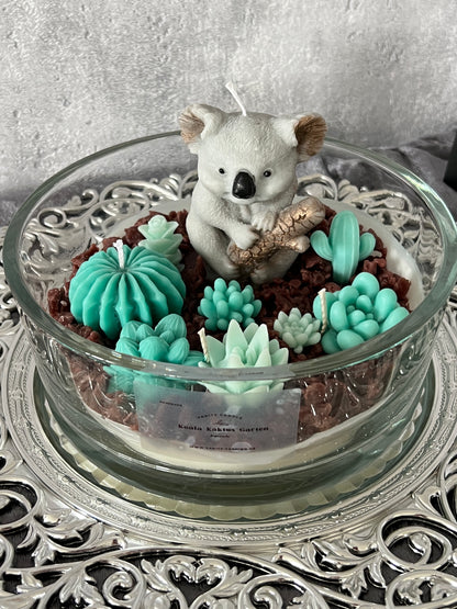 Große Glasschalen Kerze Kaktus Koala Garden