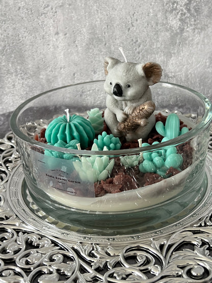 Große Glasschalen Kerze Kaktus Koala Garden