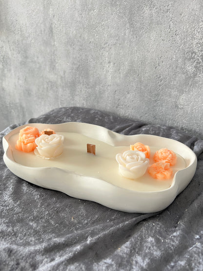 Keramik Kerzenschale groß gewellt