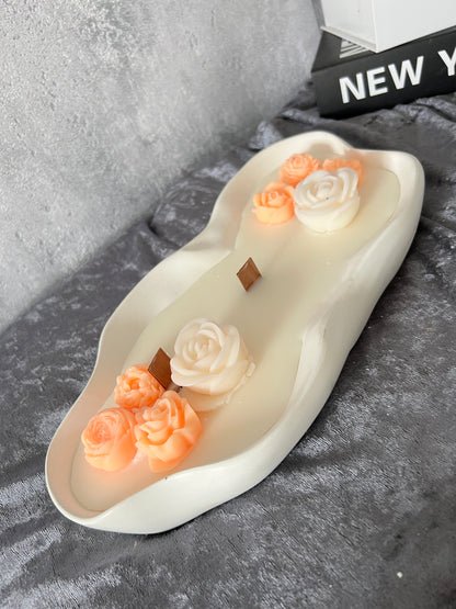 Keramik Kerzenschale groß gewellt