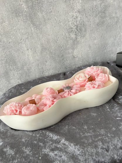 Keramik Kerzenschale groß gewellt