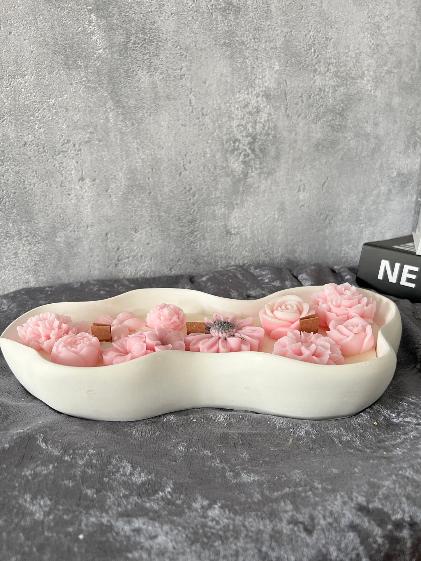 Keramik Kerzenschale groß gewellt