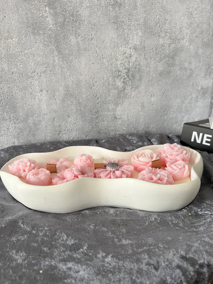 Keramik Kerzenschale groß gewellt