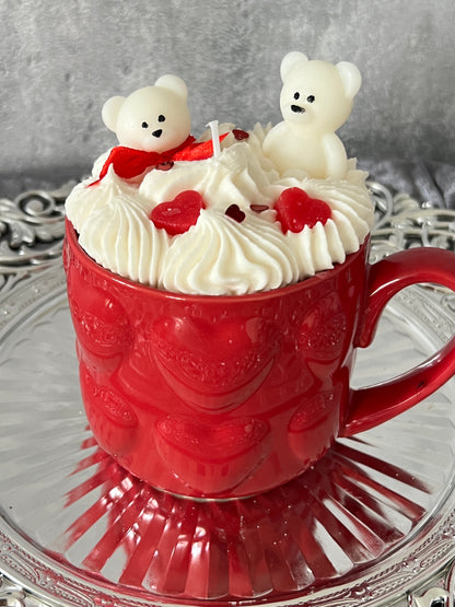 Teddy Heart Kerze in Tasse