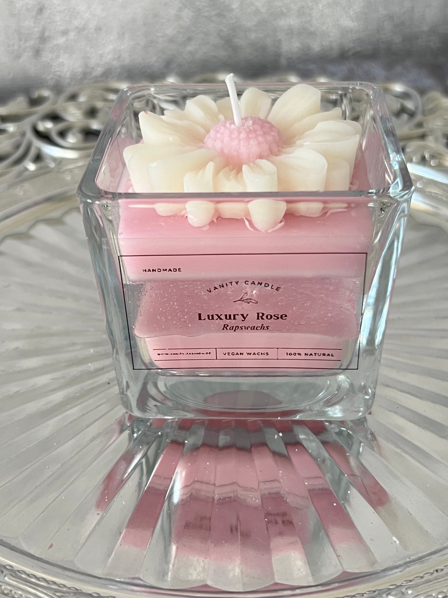 Pink Rose Cristal Candle