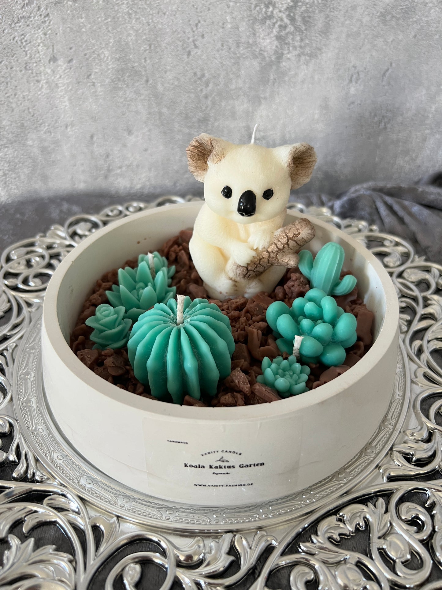 Keramik Kerzenschale groß Kaktus Koala Garden