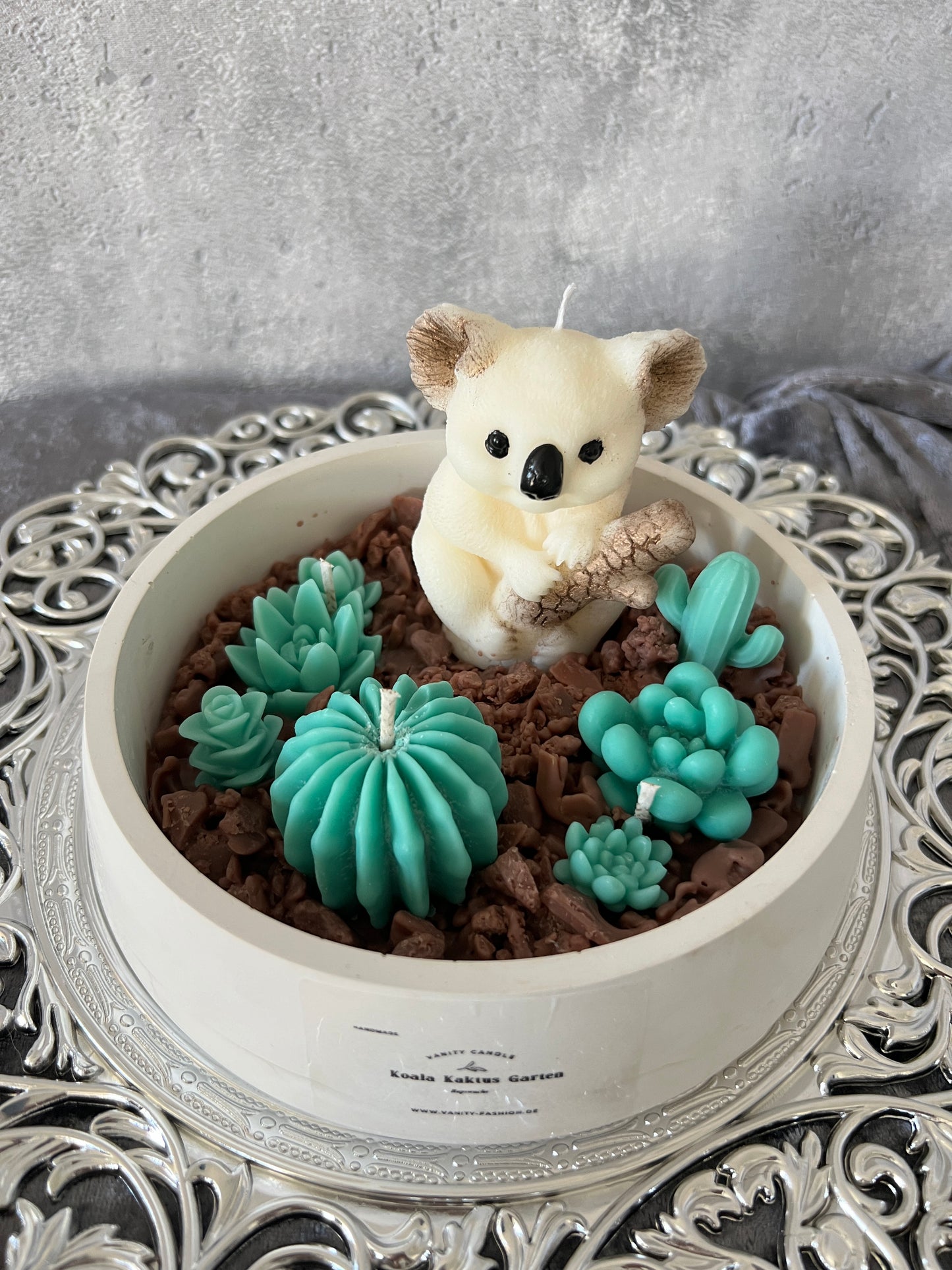 Keramik Kerzenschale groß Kaktus Koala Garden