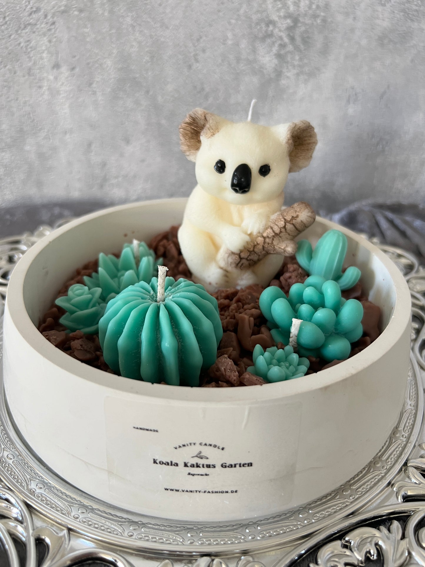 Keramik Kerzenschale groß Kaktus Koala Garden