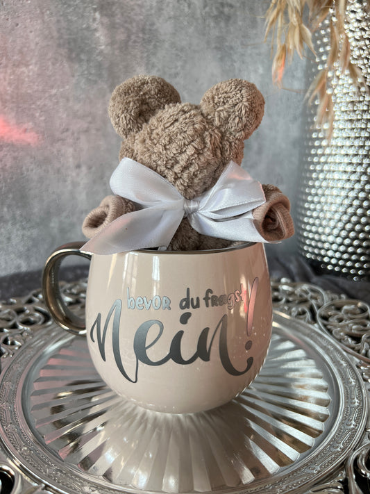 Tasse mit Spruch und Teddy