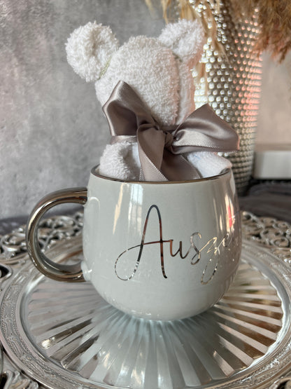 Tasse mit Spruch und Teddy