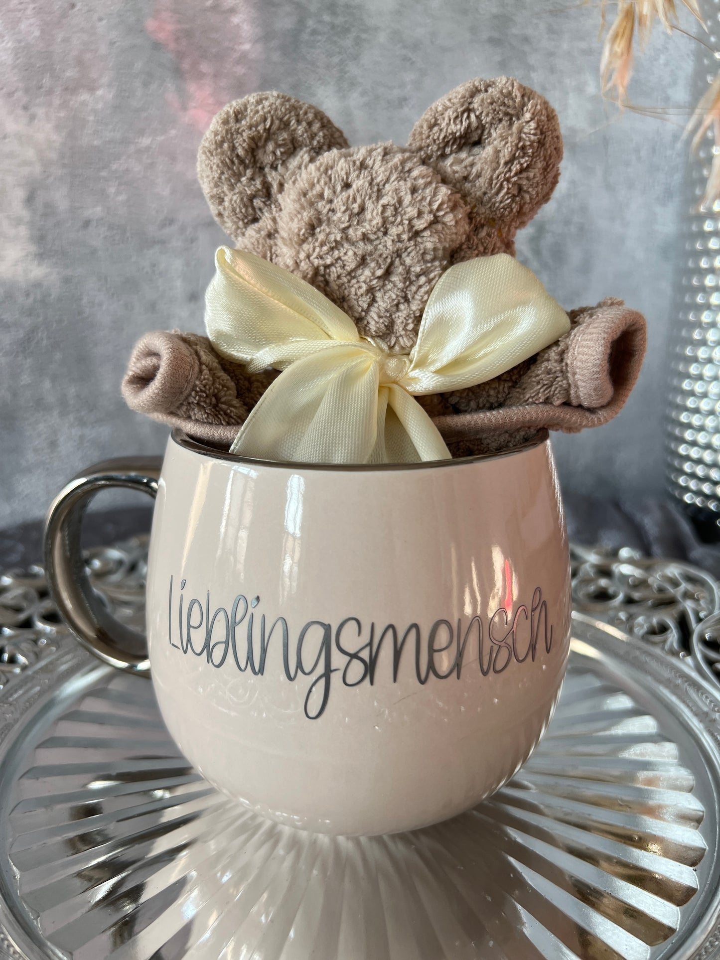 Tasse mit Spruch und Teddy