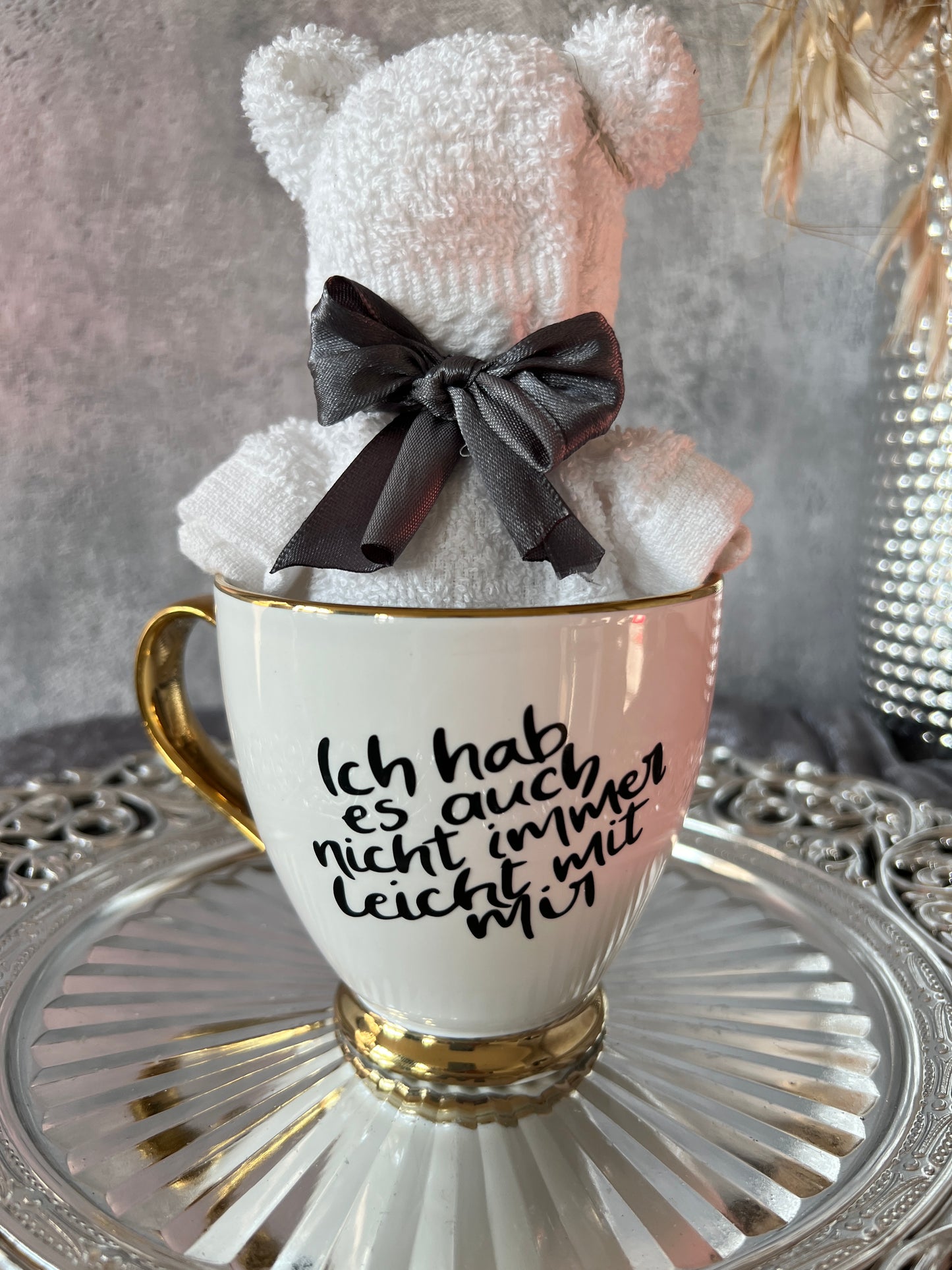 Tasse mit Spruch und Teddy