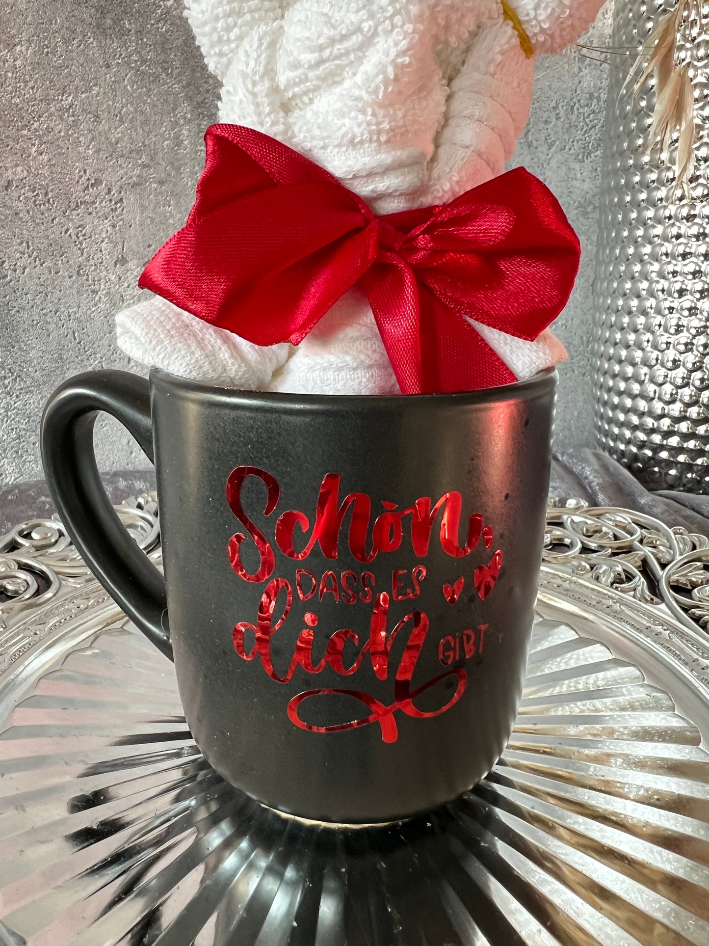 Tasse mit Spruch und Teddy