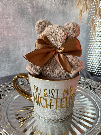 Tasse mit Spruch und Teddy