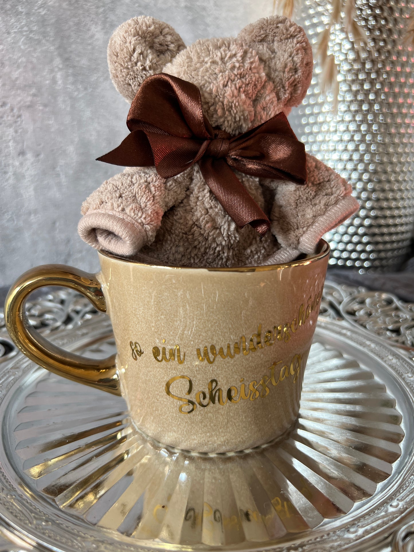 Tasse mit Spruch und Teddy