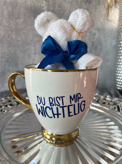 Tasse mit Spruch und Teddy