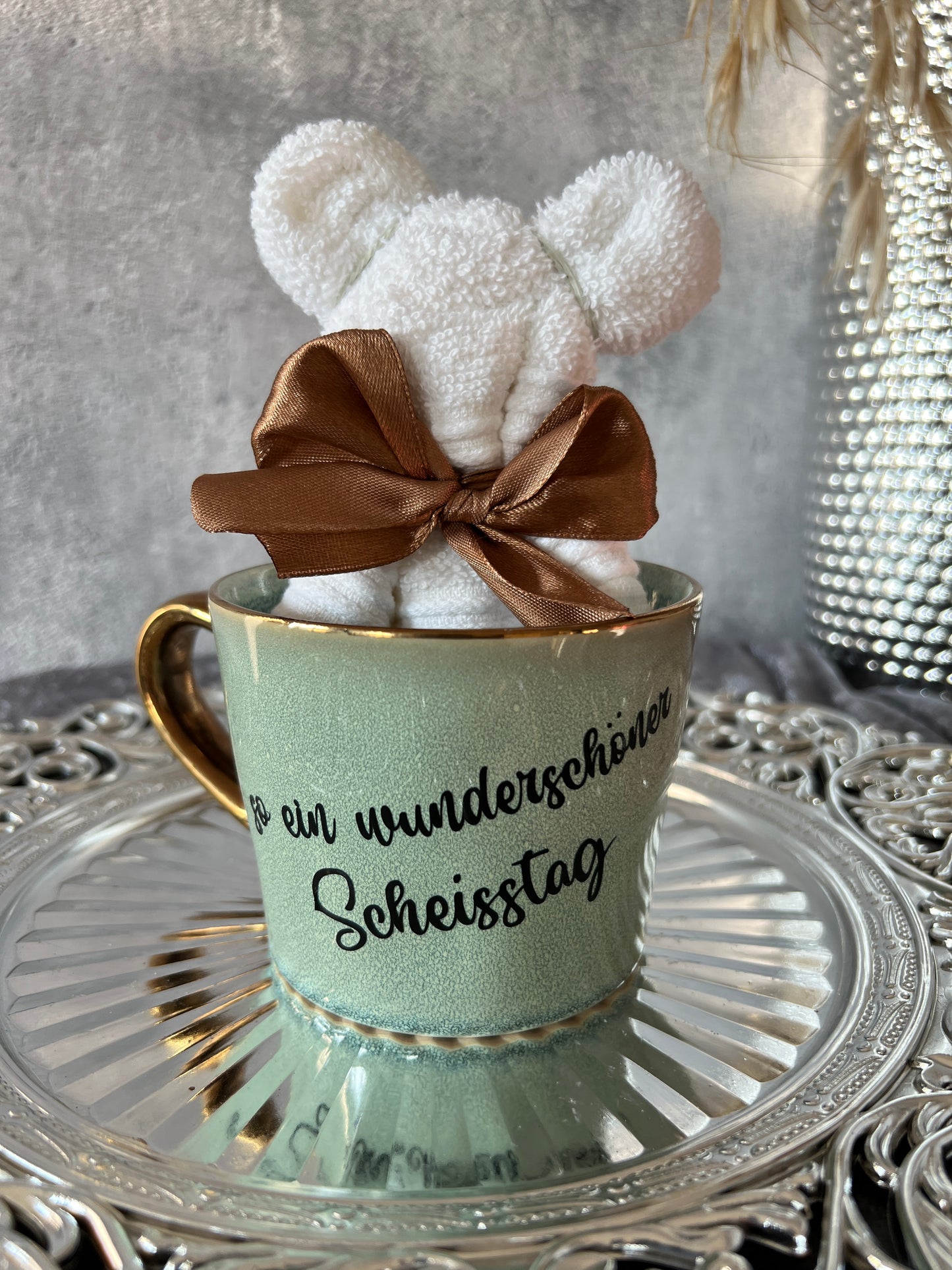 Tasse mit Spruch und Teddy