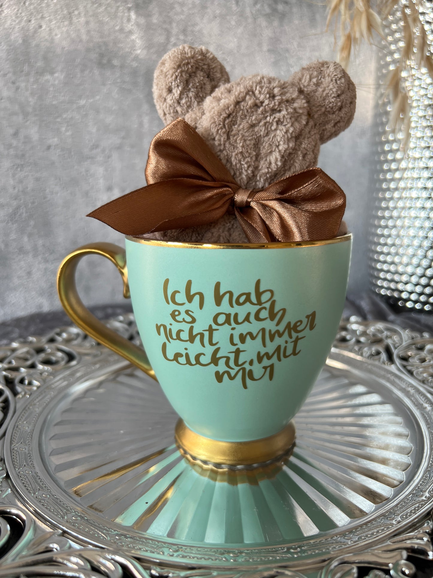 Tasse mit Spruch und Teddy