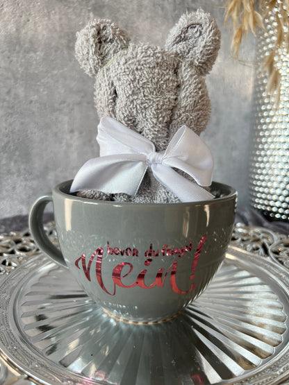 Tasse mit Spruch und Teddy