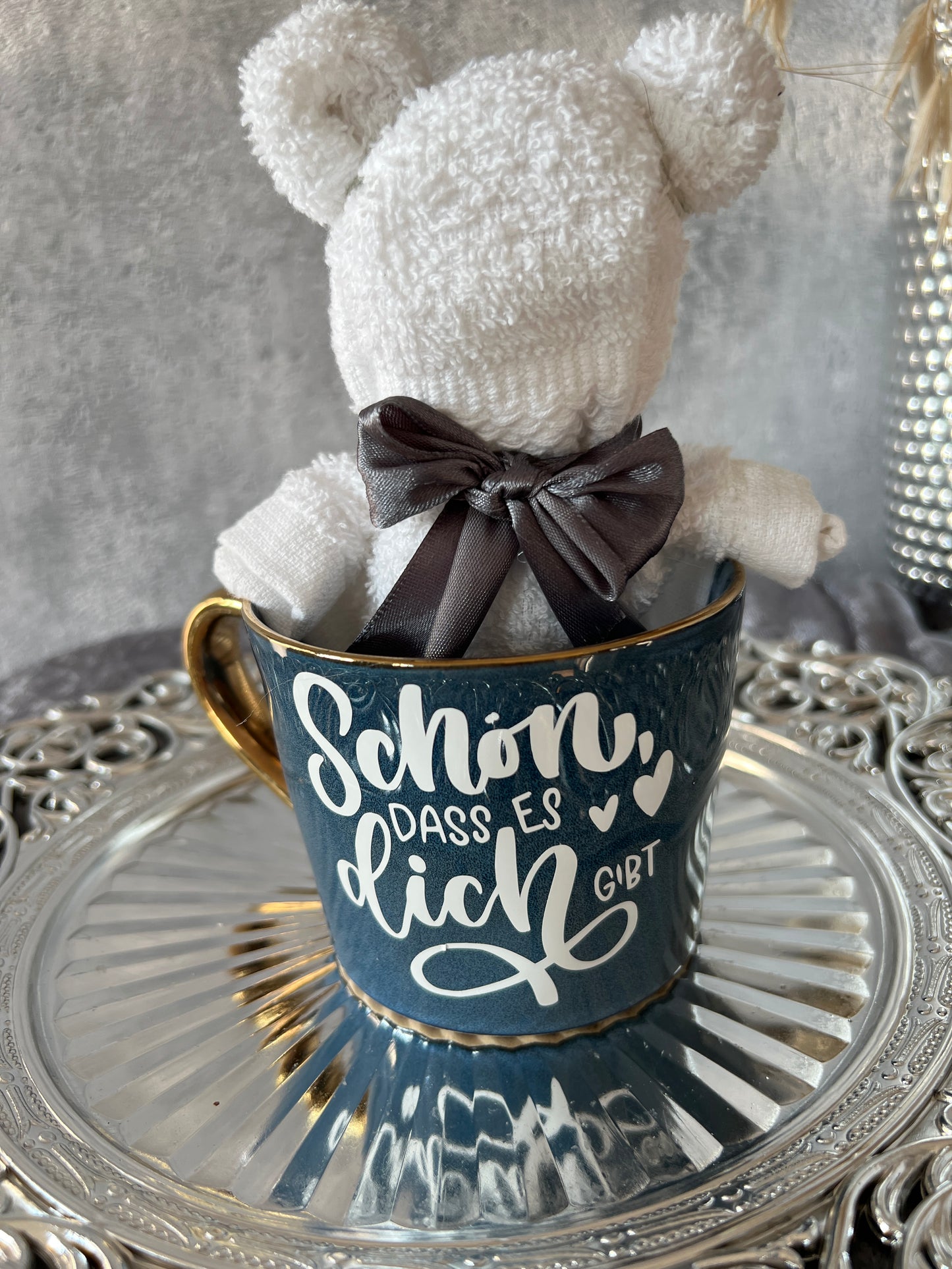 Tasse mit Spruch und Teddy