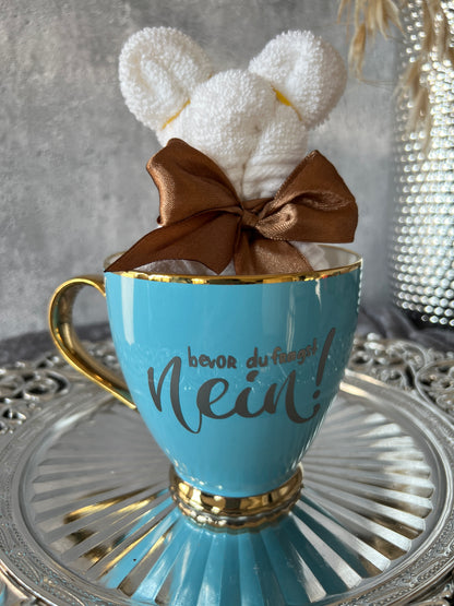 Tasse mit Spruch und Teddy