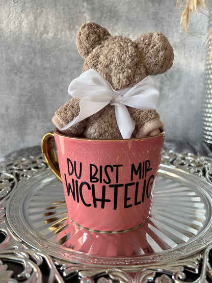 Tasse mit Spruch und Teddy