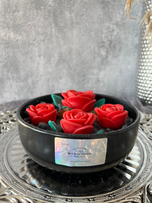Schwarze Keramik Schale Red Rose Garden