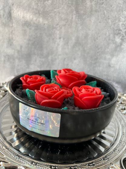 Schwarze Keramik Schale Red Rose Garden