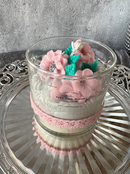 Große Grey Dream Flower Kerze
