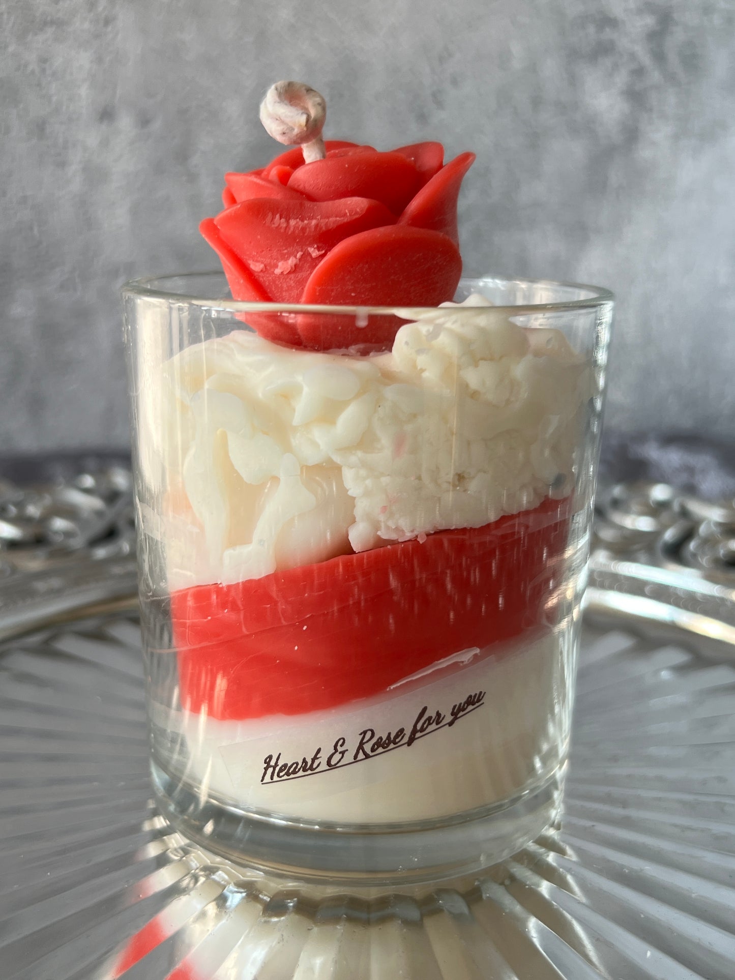 Rote Rosen Herz Kerze