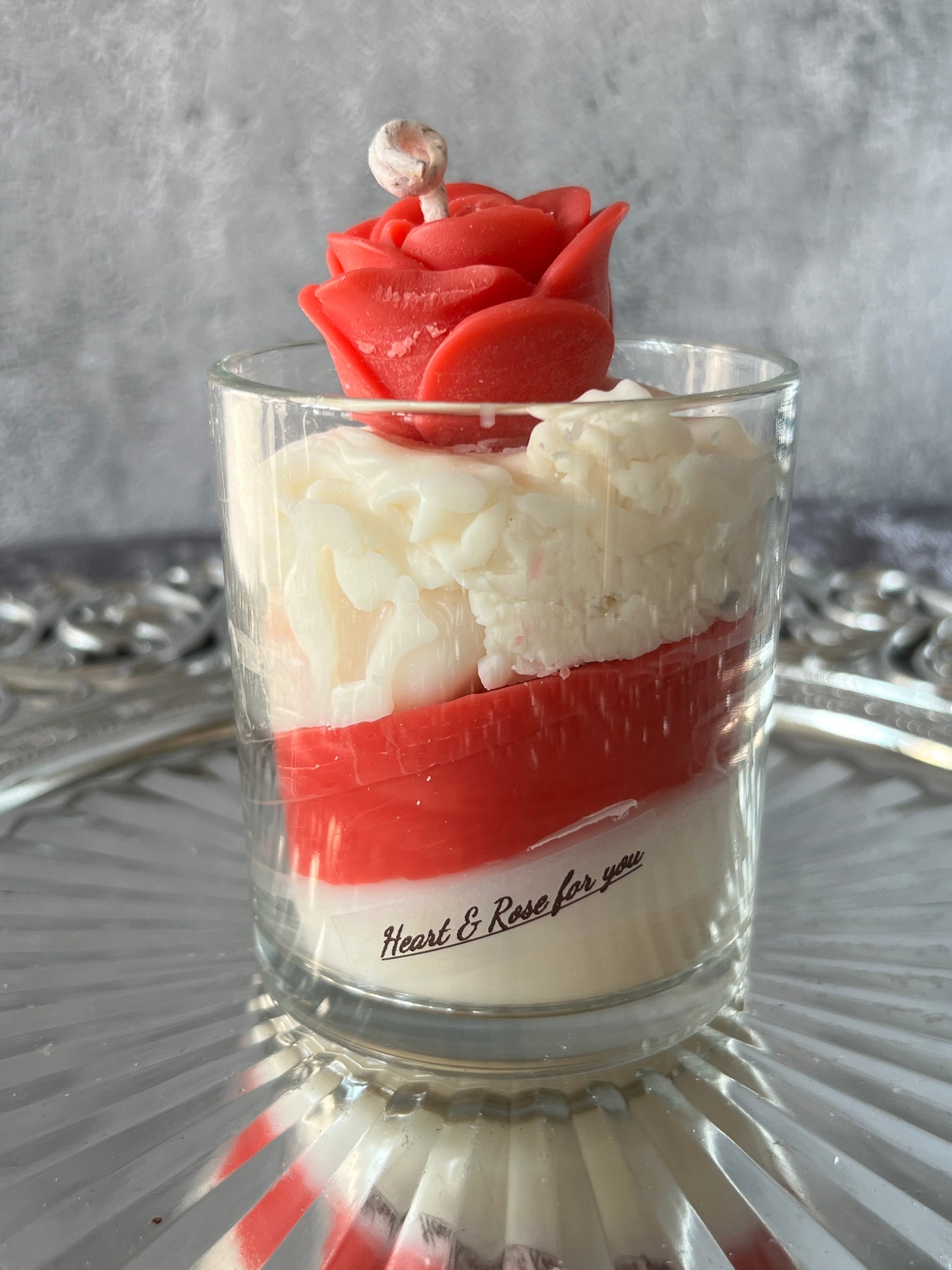 Rote Rosen Herz Kerze