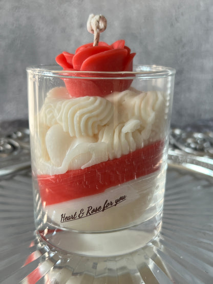 Rote Rosen Herz Kerze