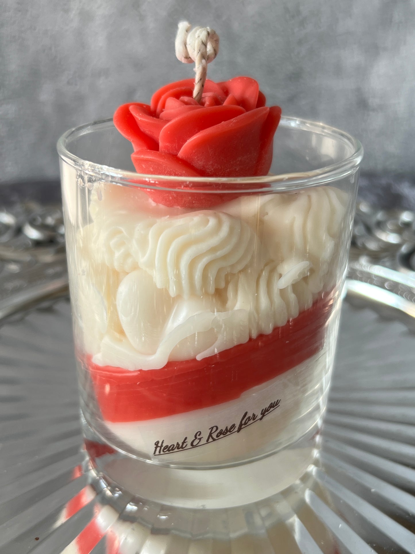 Rote Rosen Herz Kerze