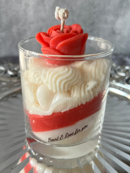 Rote Rosen Herz Kerze