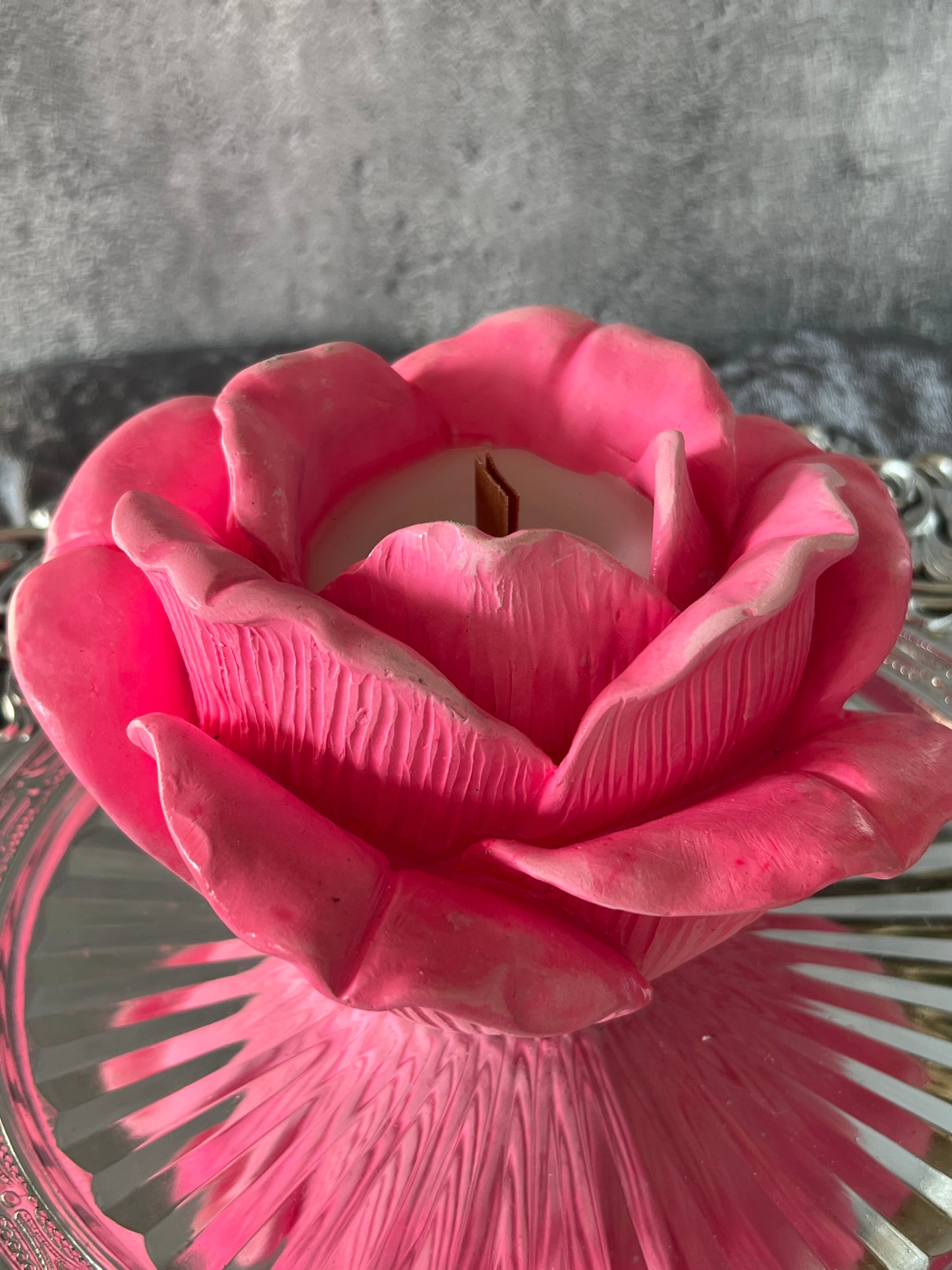 Keramik Kerzenrose groß