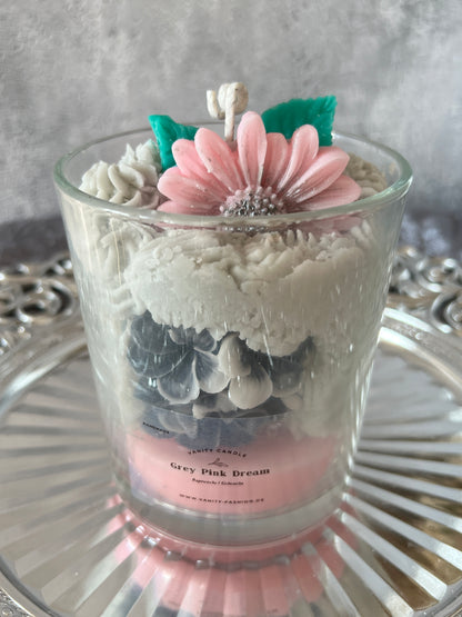 Große Grey Dream Flower Kerze