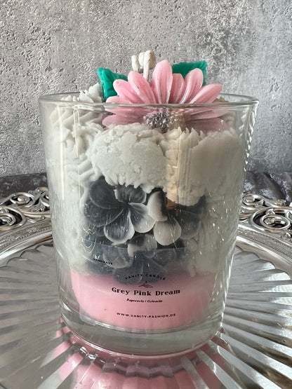 Große Grey Dream Flower Kerze