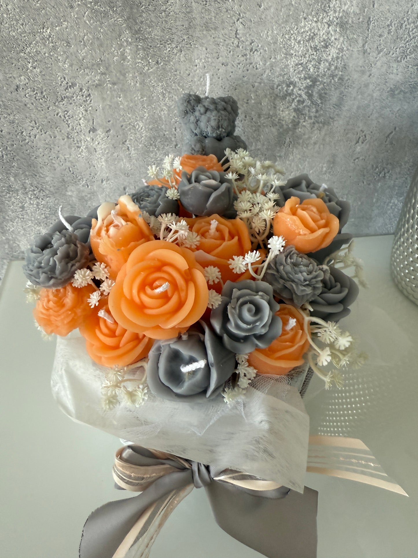 Blumen Bouquet Orange Grey
