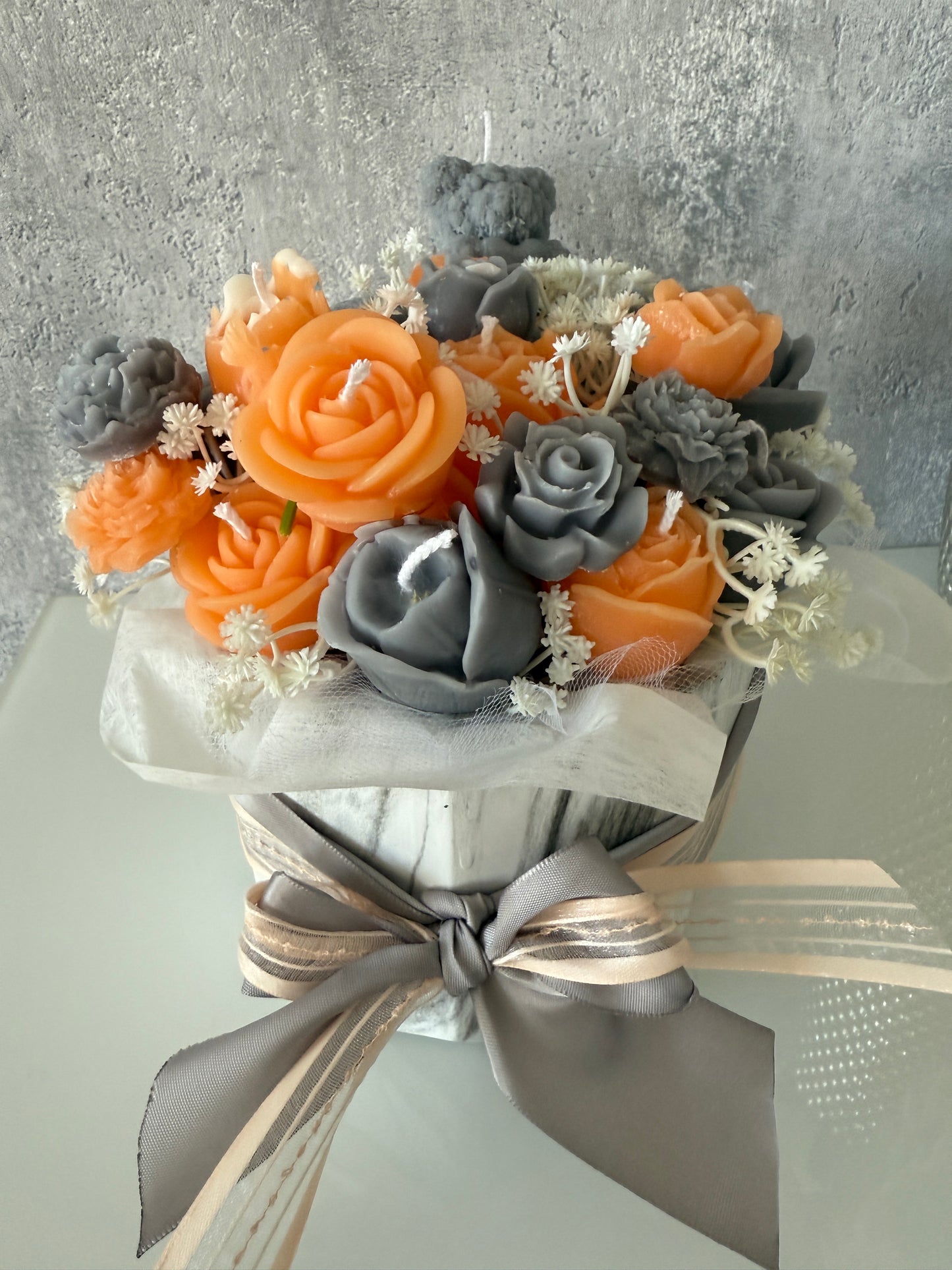 Blumen Bouquet Orange Grey