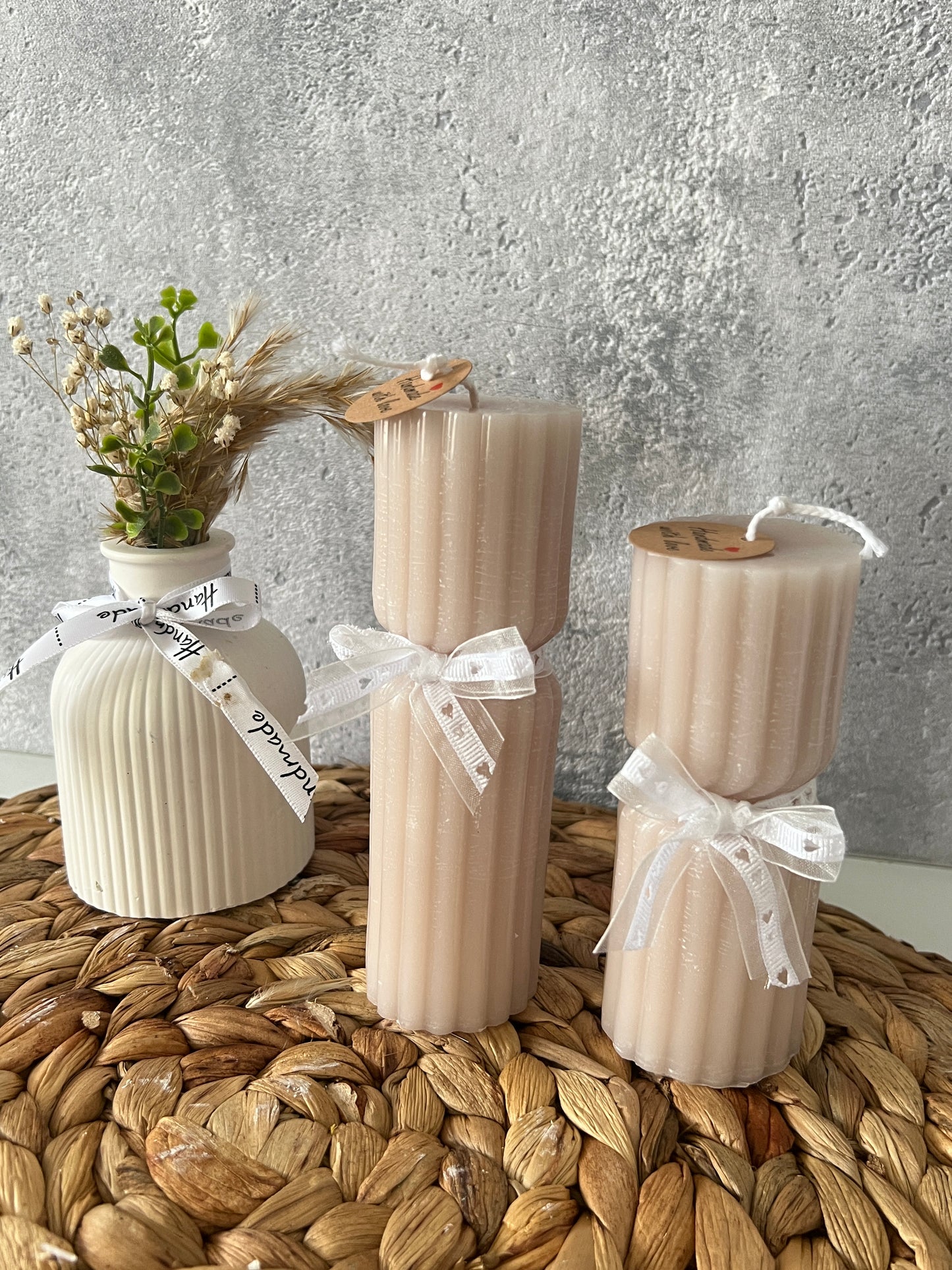 Streifen Säulenkerzen Set