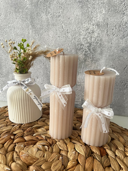 Streifen Säulenkerzen Set