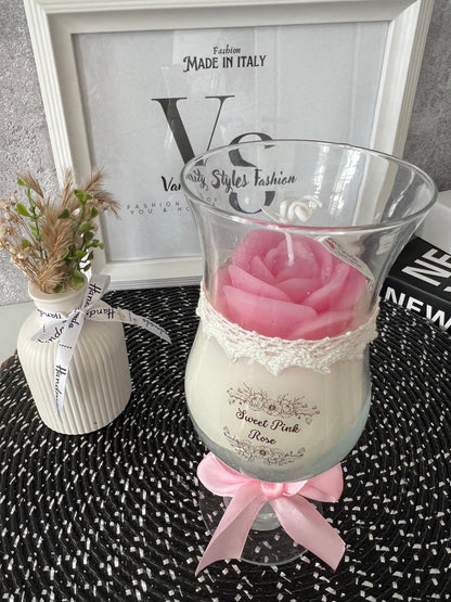 Kerzenglas groß mit Rose
