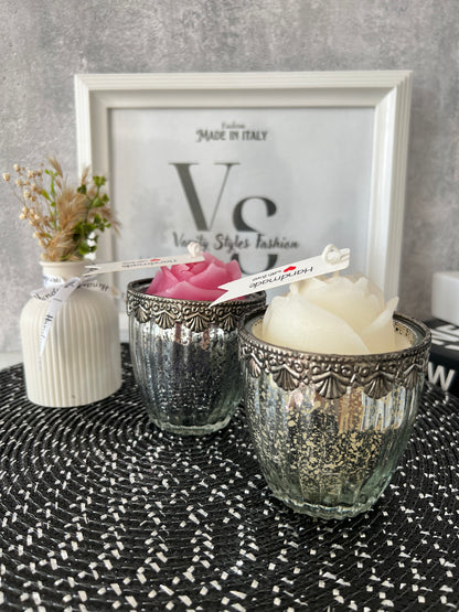 Kerze im Vintage Glas Bridgeton Style