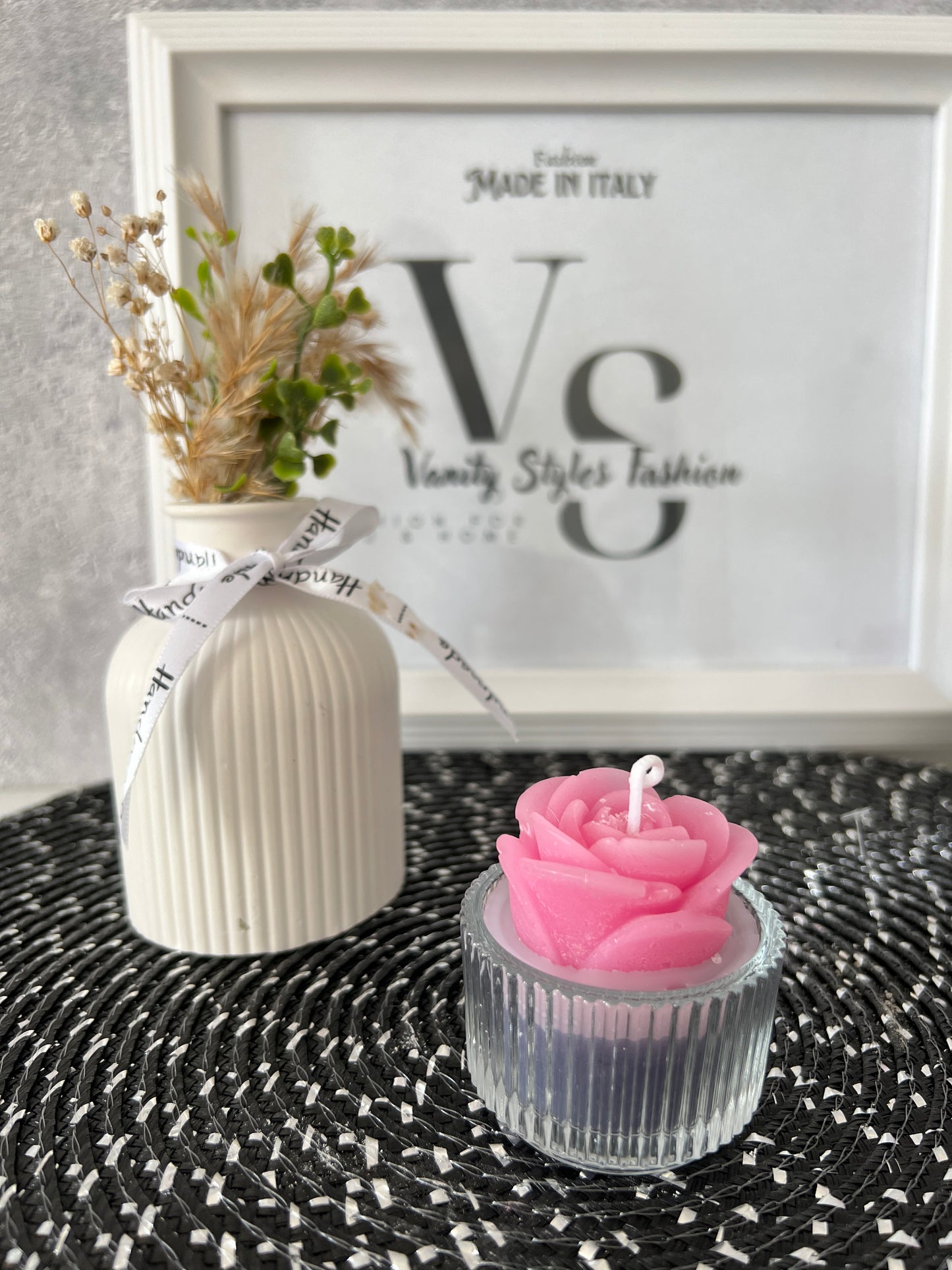 Teelichtglas mit Rose