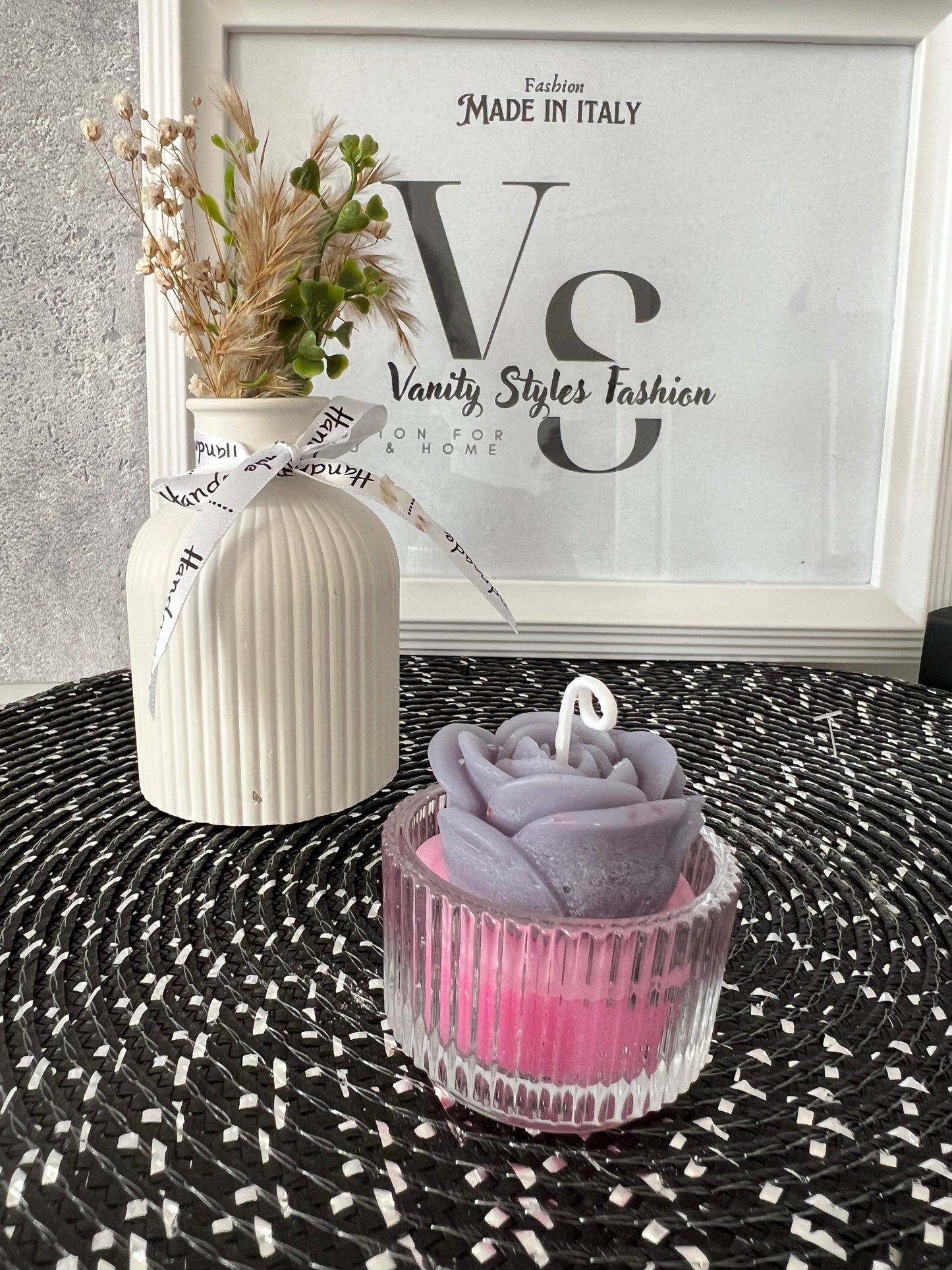 Teelichtglas mit Rose